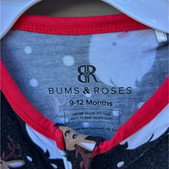 Bums & Roses Christmas Bamboo Rompers 9-12m - Picture 5 of 7